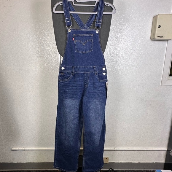 Levi’s Girls Blue Shoecut Denim Overalls Stretch Size 14 Regular - Picture 1 of 6
